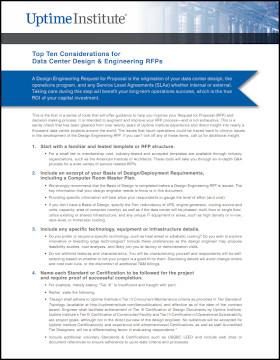 Top Ten Considerations for Data Center Design & Engineering RFPs